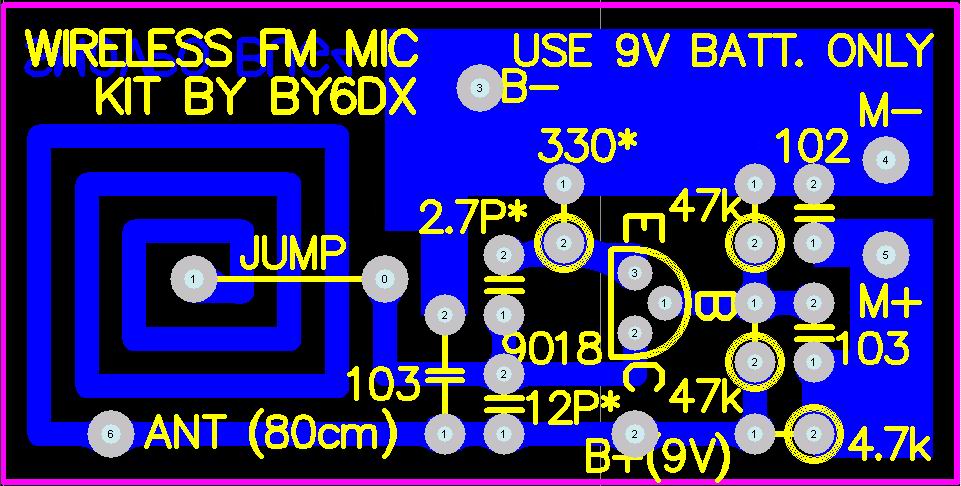 调频话筒的PCB电路图